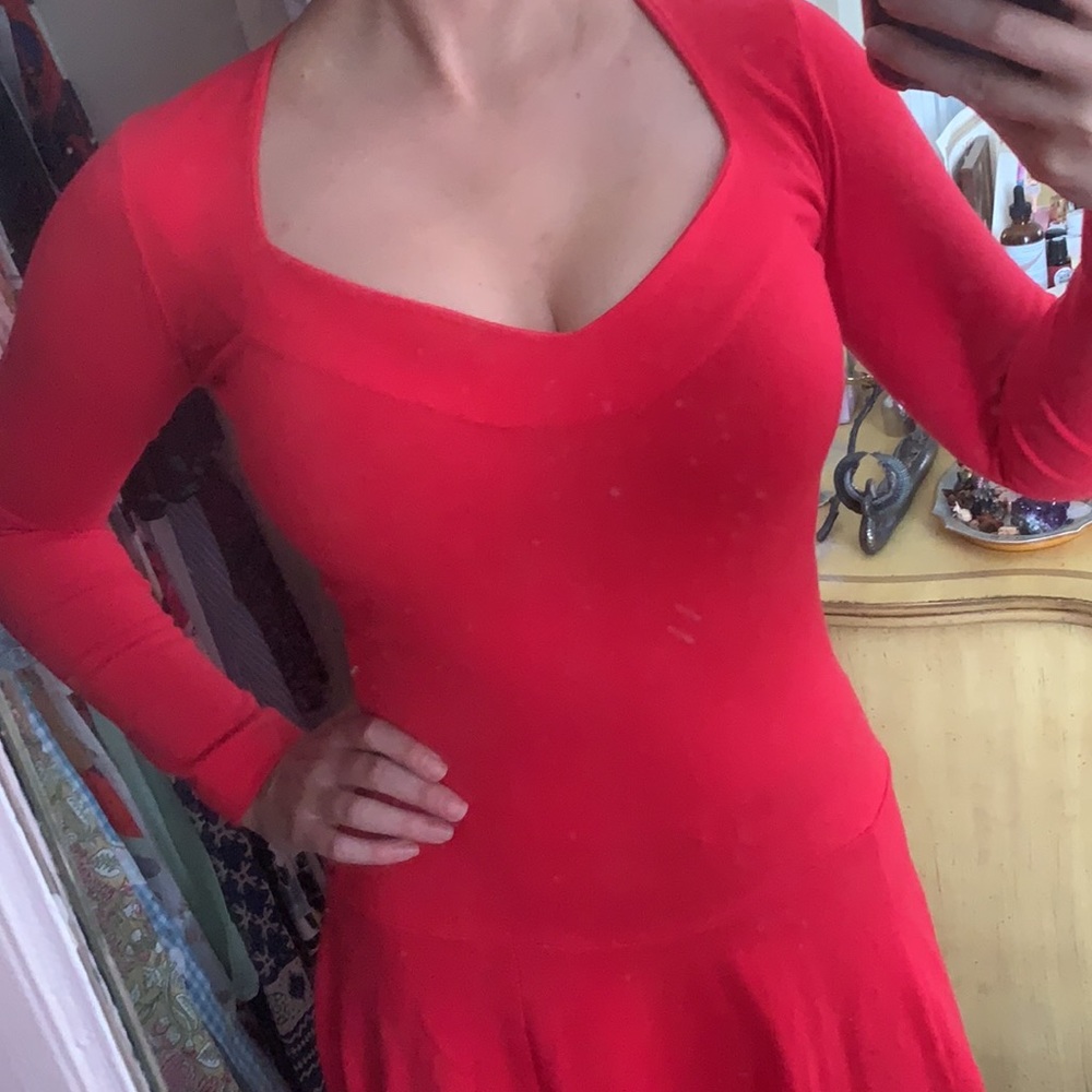 β€οΈ VINTAGE BETSEY JOHNSON RETRO DROP WAIST RED MAXI MIDI 90s y2k GRUNGE XS - Picture 10 of 11